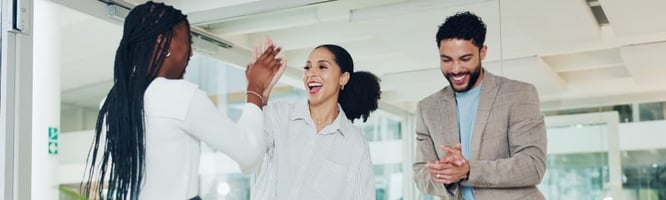 confident veterinarians celebrating return to practice