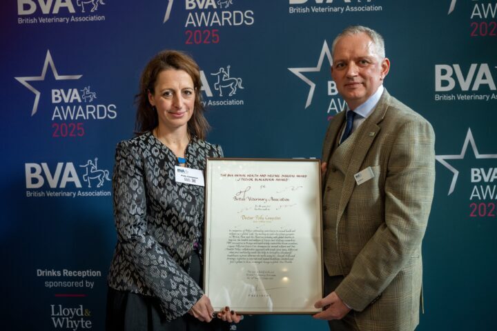 Dr Polly Compston receives the Health and Welfare Overseas Award at the BVA Awards Ceremony